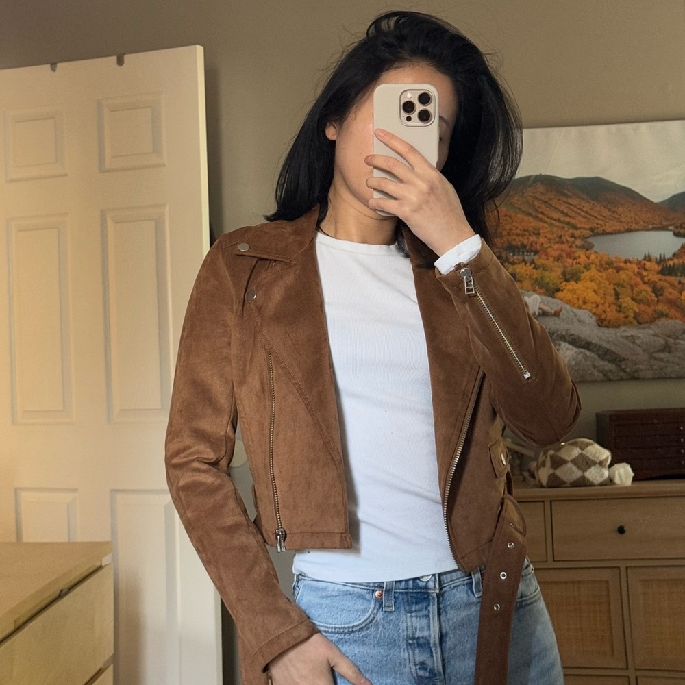 Talula Aritzia Brown Camel Suede Jacket XS